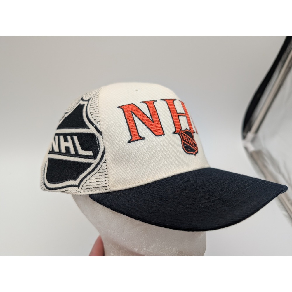Vintage Sports Specialties NHL Snapback Hat Cream Black Embroidered Cap